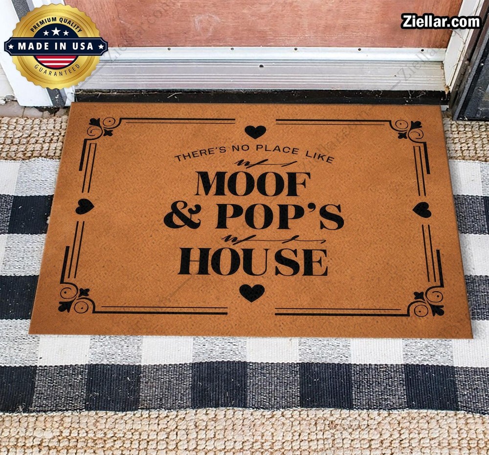 Custom Welcome Mat with Text/Photo – No Place Like Moof & Pop's Cozy Home Rug