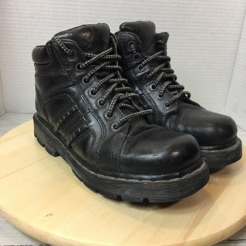 Dr. Martens Black Leather Boots Jonas Laces AW004 Men’s Size 8 Y2K Faded