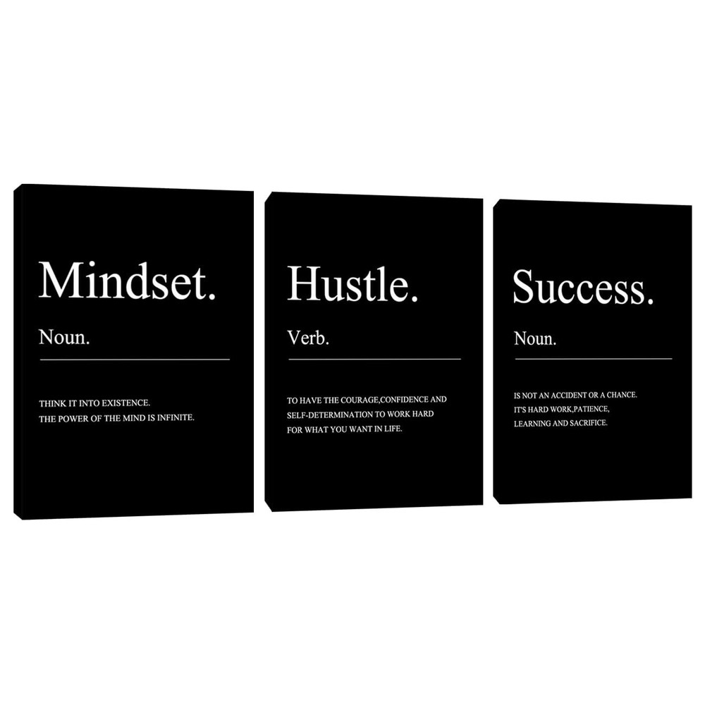 Motivational Office Wall Decor Mindset Canvas Wall Art 3 Pieces Hustle Poster...