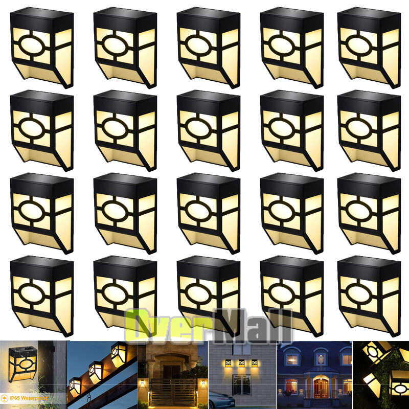 1-20x Solar LED Fence Lights for Outdoor Garden Deck Stair Wall Step