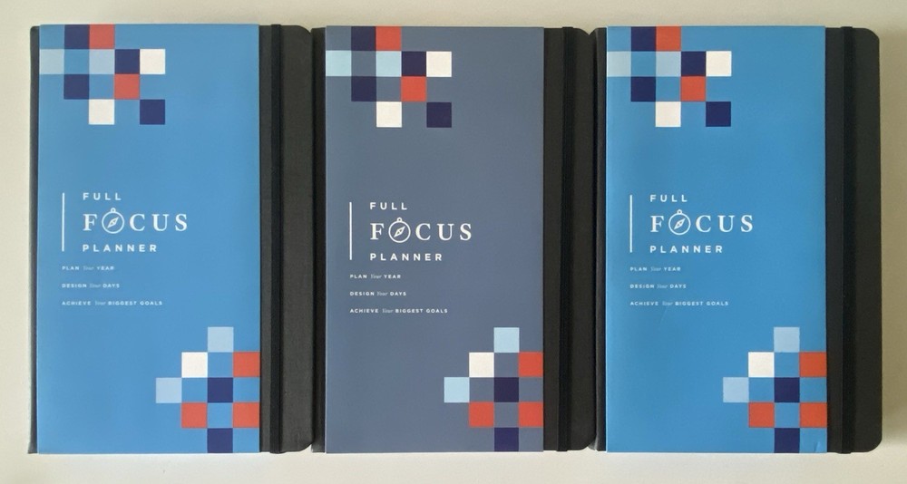 New Full Focus Planner Set - 3 Blue and Grey Organizational Productivity Books  