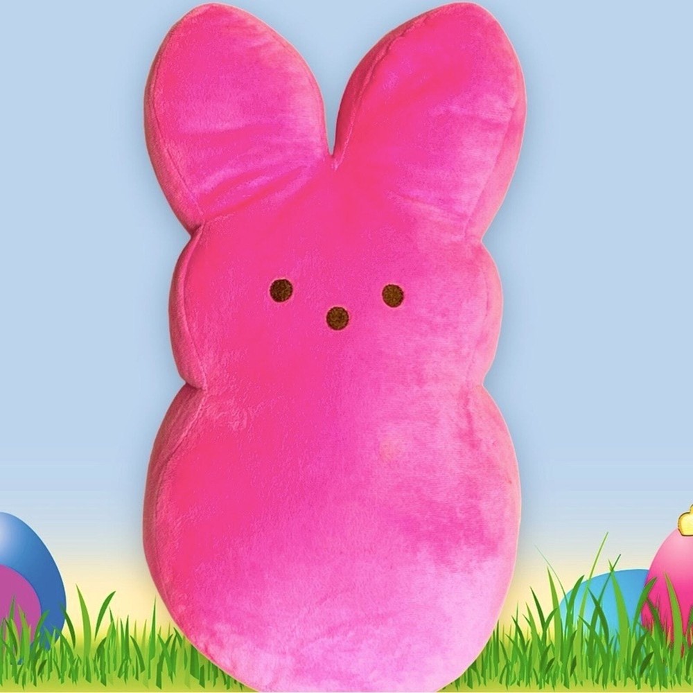 Peeps Stuffed Animal Pink Stuffed Bunny 2015 Pillow Plush Lovey Easter 15”