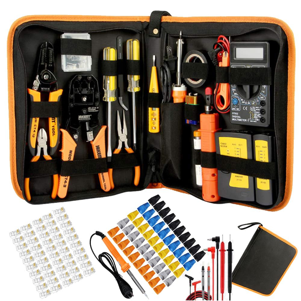 LEATBUY Crimper Set CAT5 CAT6 RJ45 Crimp Tool Kit Cat5e Crimping Tool, 50PCS ...