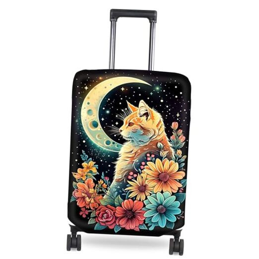 Travel Luggage Cover, Luggage Covers for L (for 26-28 inch Luggage) Cat Moon
