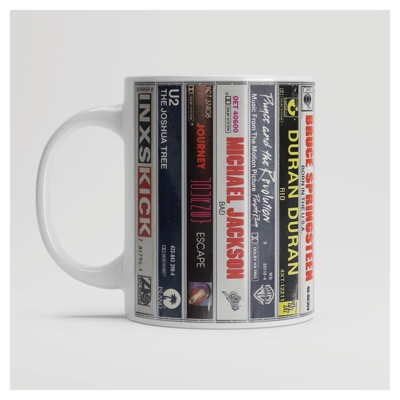 Sips of the 80s - Classic Album Covers on a Retro Cassette Mugs