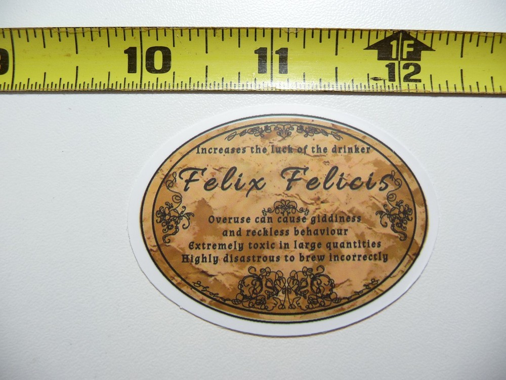 FELIX FELICIS DECAL STICKER WITCHCRAFT POTION SPELL WITCH GOTH LABEL FUNNY
