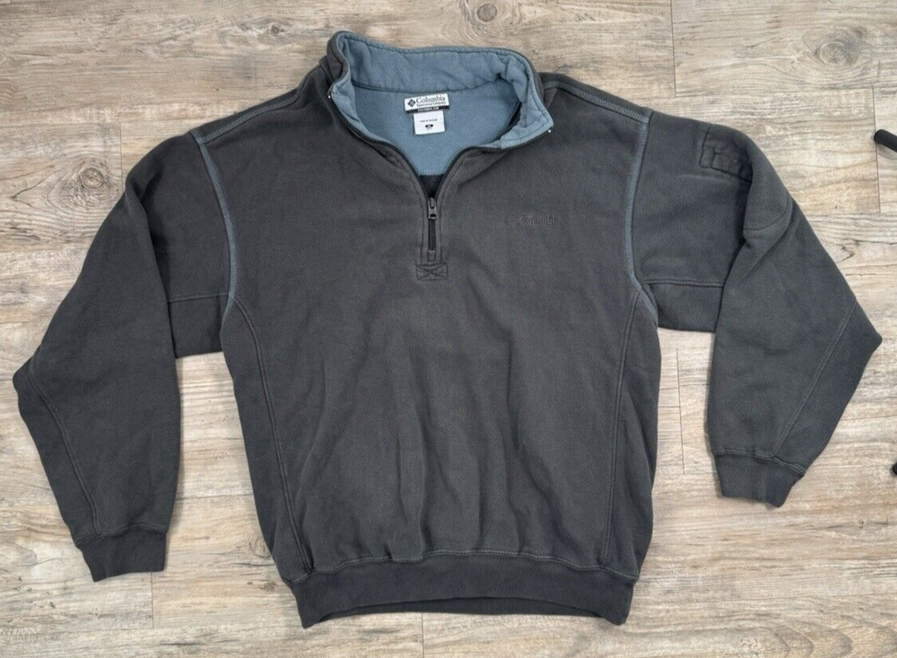 Columbia Men's Gray/Blue 1/4 Zip Pullover Long Sleeve Jacket XM6769