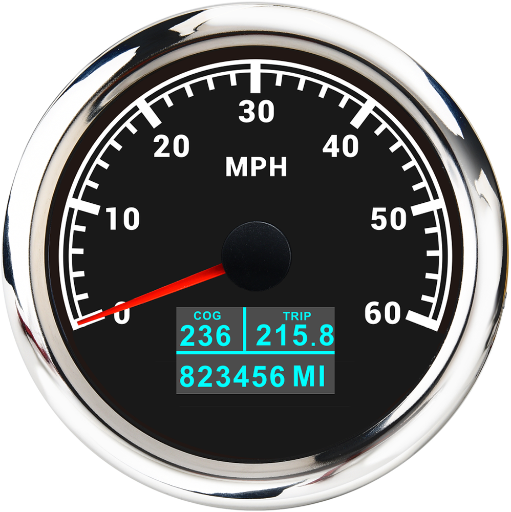 85mm 4-in-1 GPS Speedometer with Odometer and Trip for Car Boat 12V 24V
