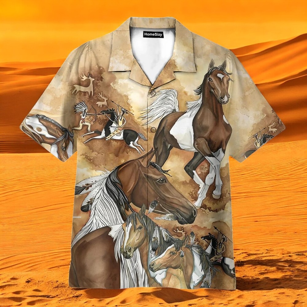 Native American Horse Style Hawaiian Shirt