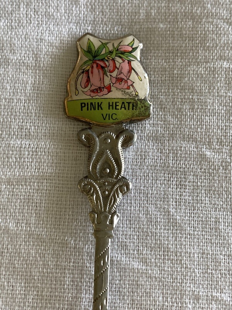 Vintage Collectable Pink Heath Vic. Silver Plated Souvenir Spoon