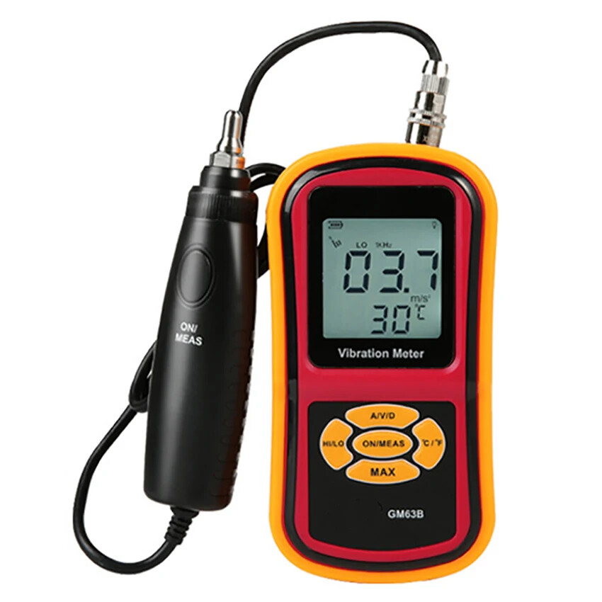 Compact GM63B Digital Vibration Meter with LCD Display & Probe  