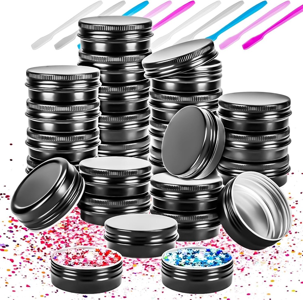 24 Pack 1oz Aluminum Tin Jar Round Refillable Containers with Screw Lid