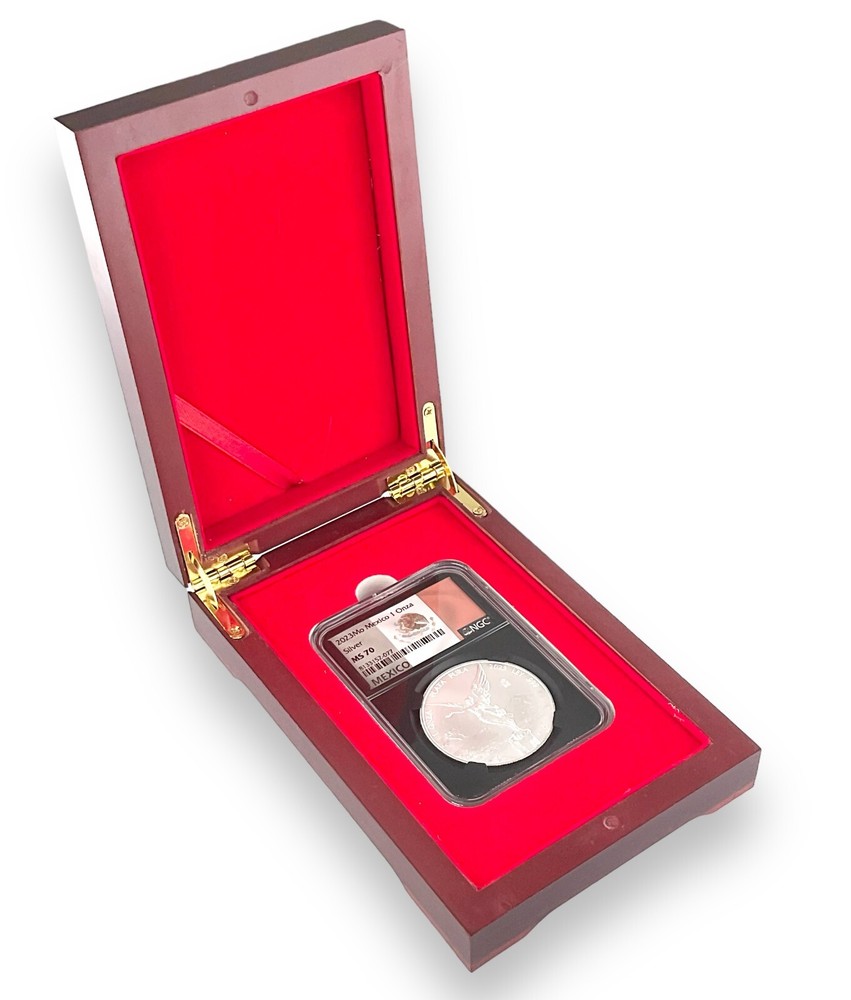 2023 Mexico 1oz Silver Libertad NGC MS70 Black Core - Flag Label w/Wood Box