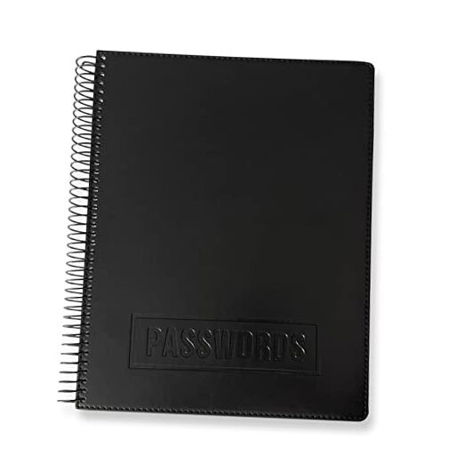 Executive Password Keeper Book - Black Faux-Leather Spiral Organizer-image