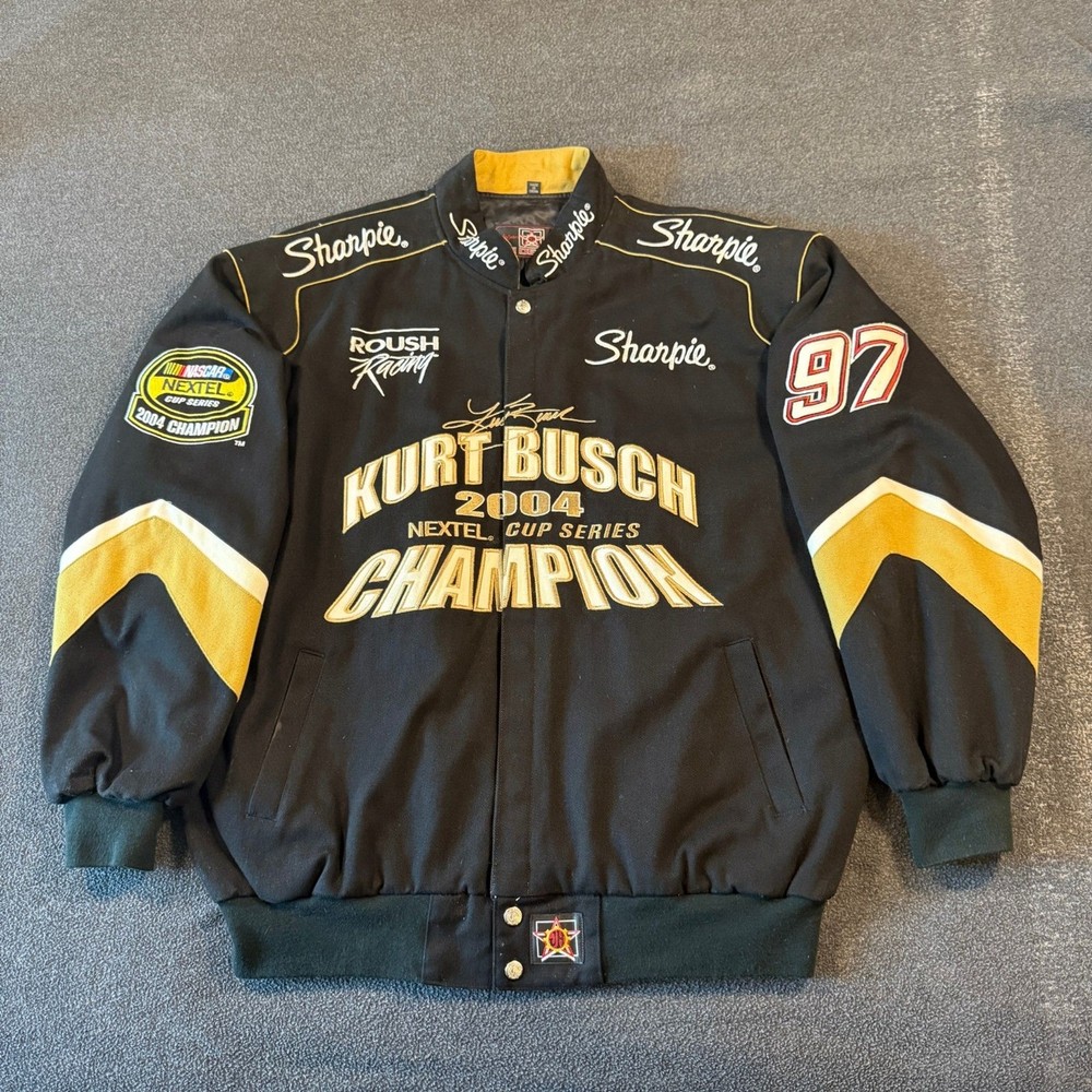 2004 Kurt Busch Sharpie NASCAR Jacket by JH Design in XL Vintage Racing Collectible