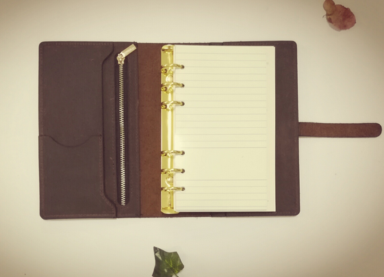 Brown Leather Loose Leaf Notebook for Writing Sketching and Notes A286