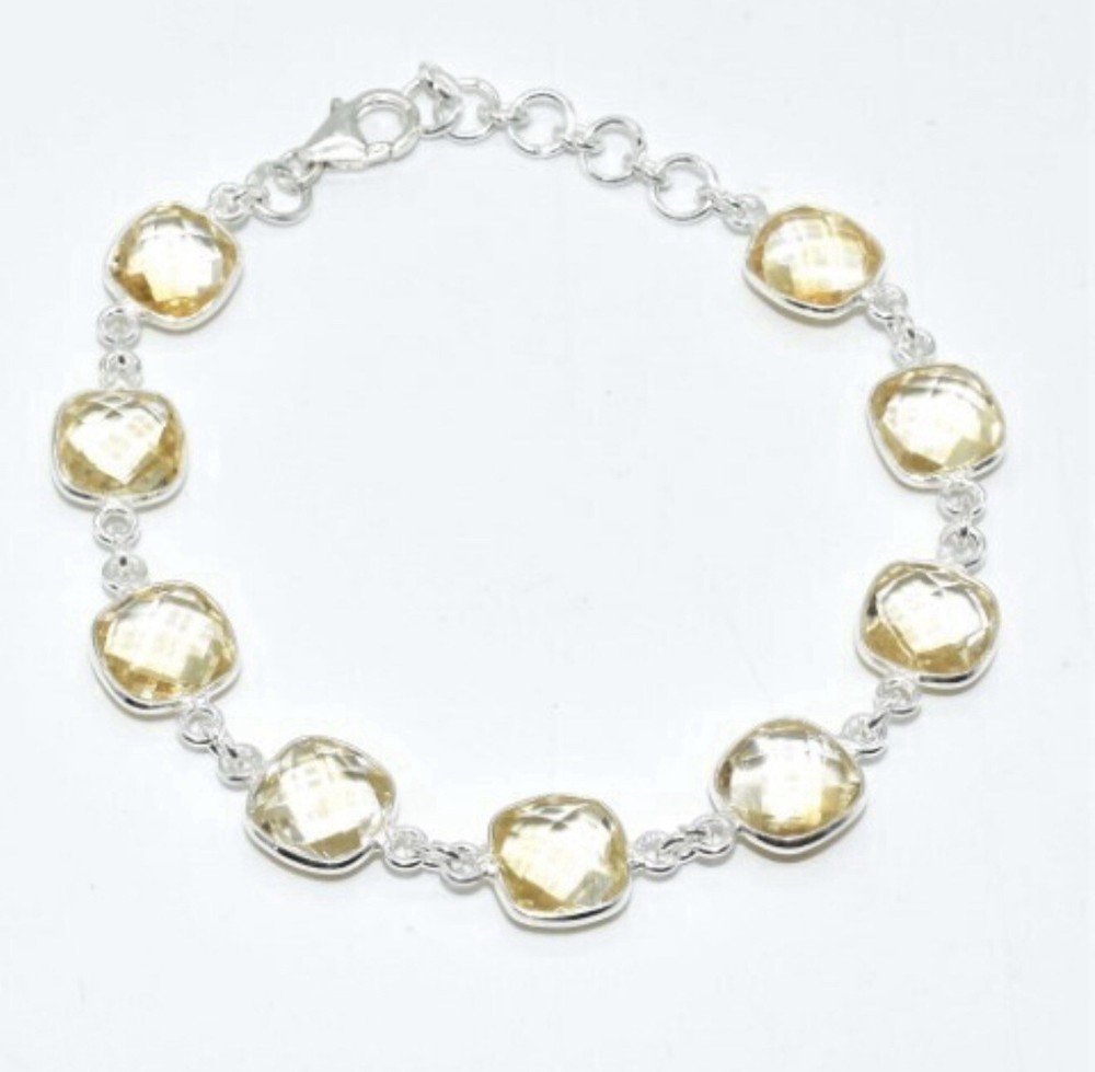 Handcrafted Silver Citrine Beaded Bracelet for Stylish Elegance