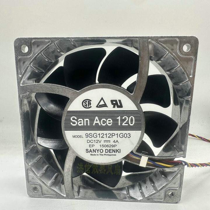 1 PCS  SANYO Fan 9SG1212P1G03  DC 12V 4A 12038 12cm 4 wire aluminum alloy frame