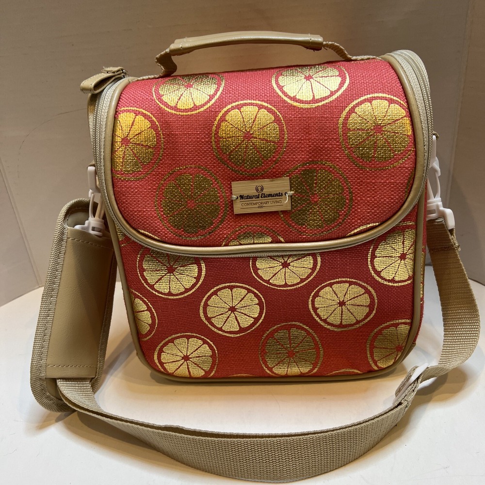 Natural Elements Pink Gold INSULATED COOLER BAG lunch tote strap