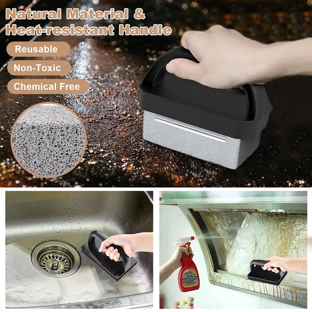 5 Pcs/Set BBQ Cleaning Bricks with Heat Resistant Handle Hard Wear-resistant