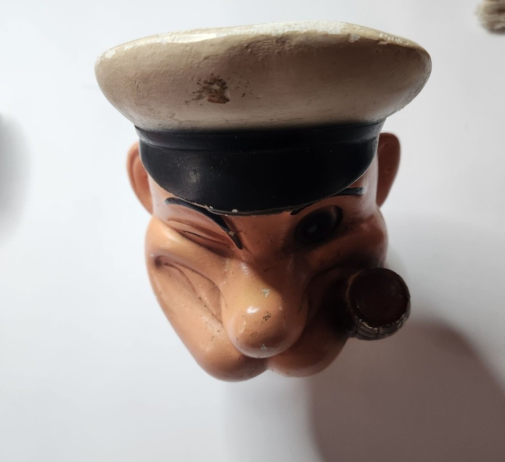 Vintage Mexican Ceramic Sailor Coin Bank Popeye Pipe Nautical