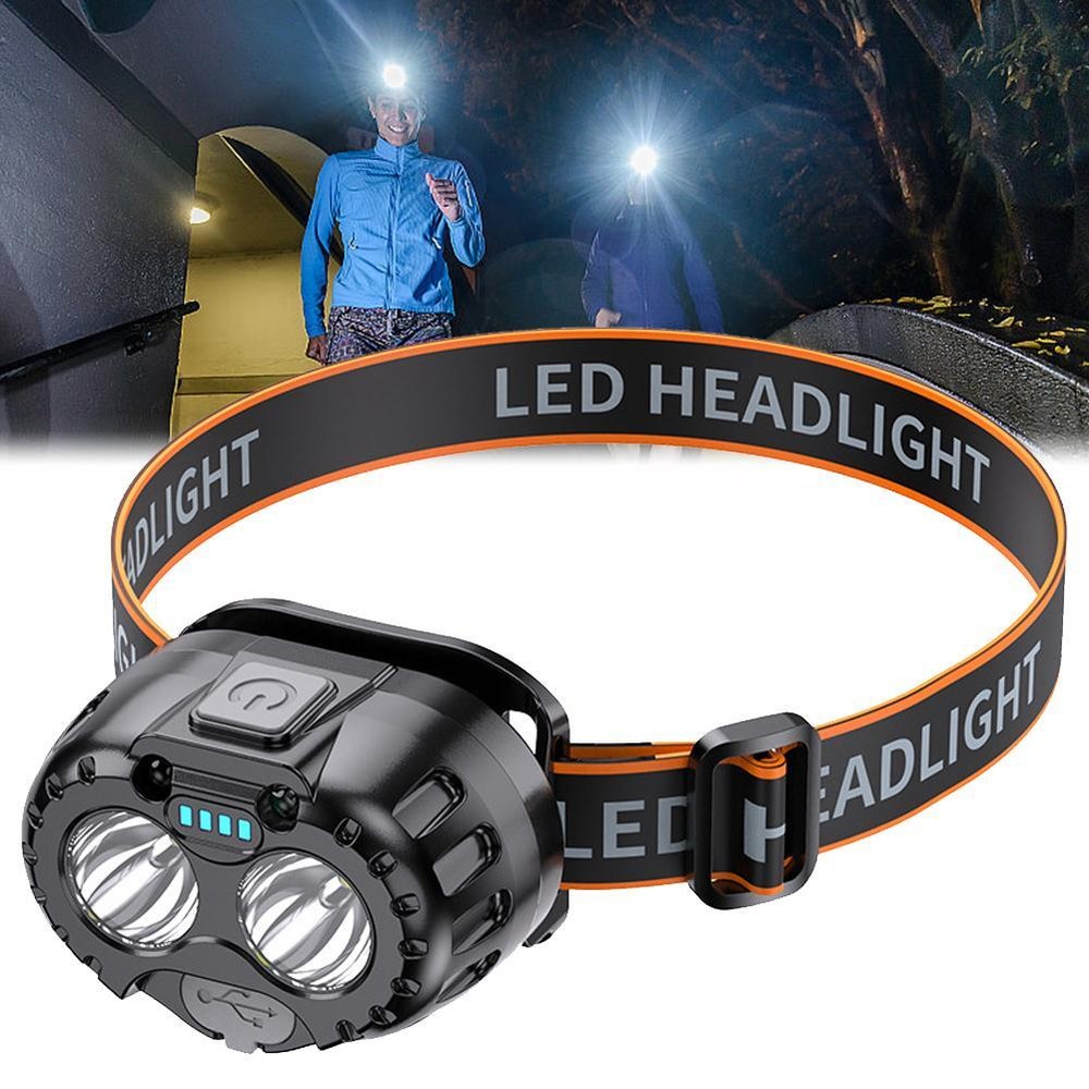 LED Headlight Motion Sensor USB Rechargeable Headlamp Outdoor Camping E9W6 D9H7