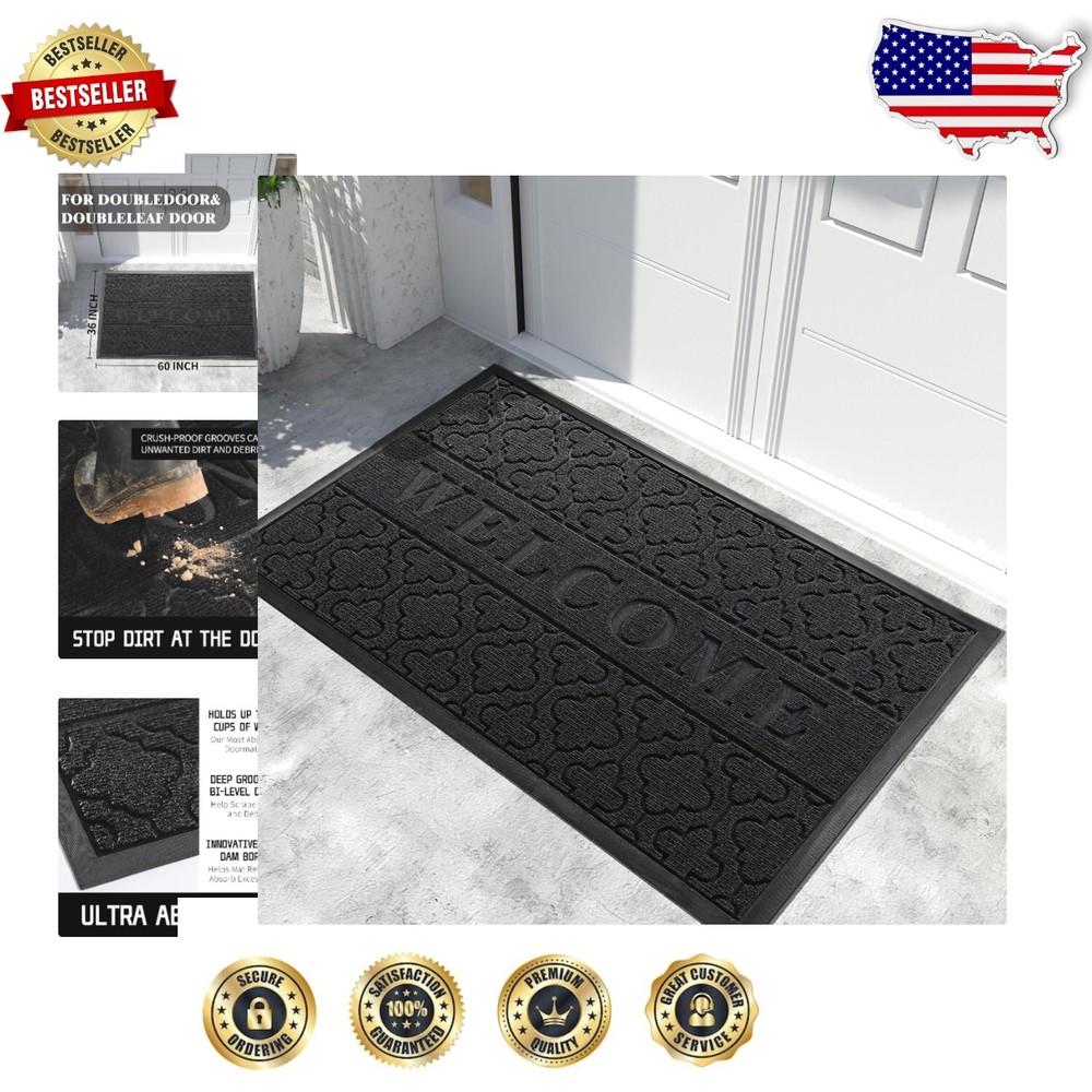 Heavy-Duty Waterproof Doormat 60x36 - Non-Slip Rubber Mat for Elegant Entrances
