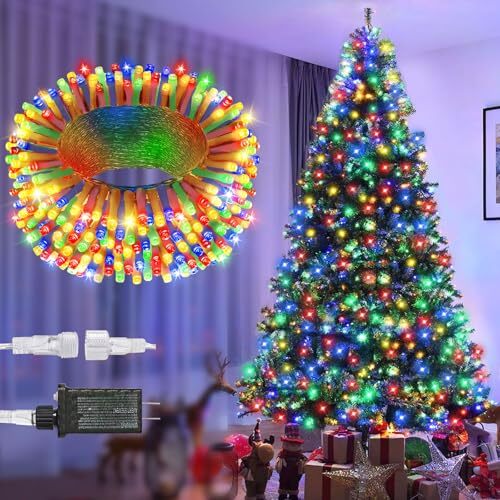 125FT 380 LED Christmas Lights, Plug in Christmas 125FT 380LED Multicolor