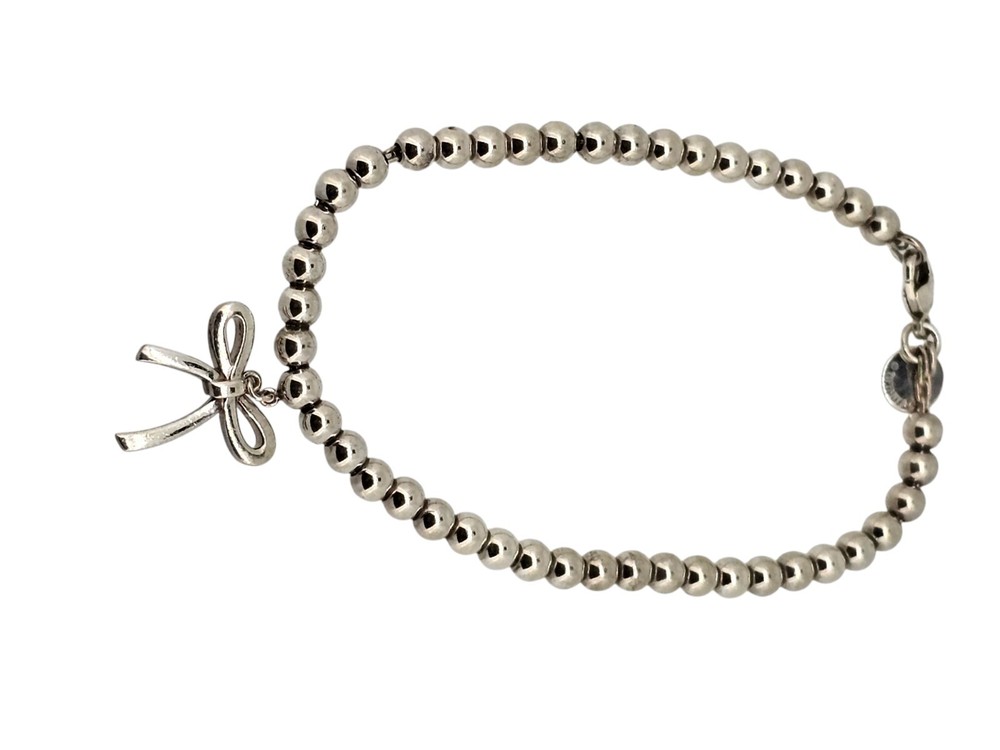 Tiffany & Co Sterling Silver Bow Bead Bracelet