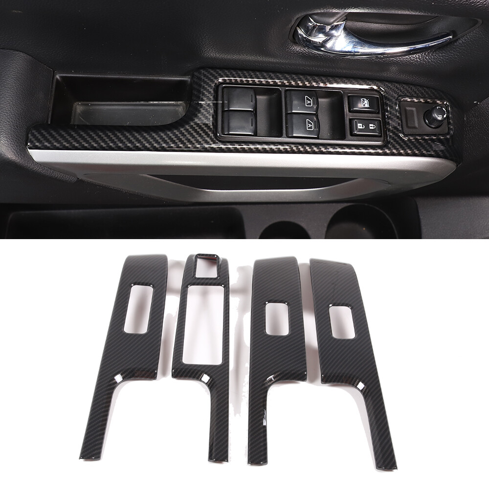 Carbon Fiber ABS Door Window Glass Lift Frame Trim Cover For Nissan Titan 16-23