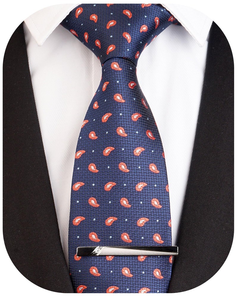 Men's Silk Necktie and Tie Clip Gift Box Set for Formal Events