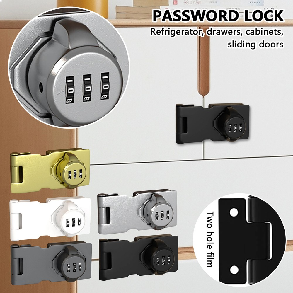 3-Digit Password Rotary Hasp Lock for Small Door Security-image