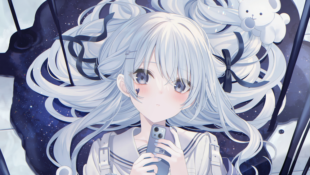 Anime girls digital art artwork smartphone tattoo long Playmat Gaming Mat Desk