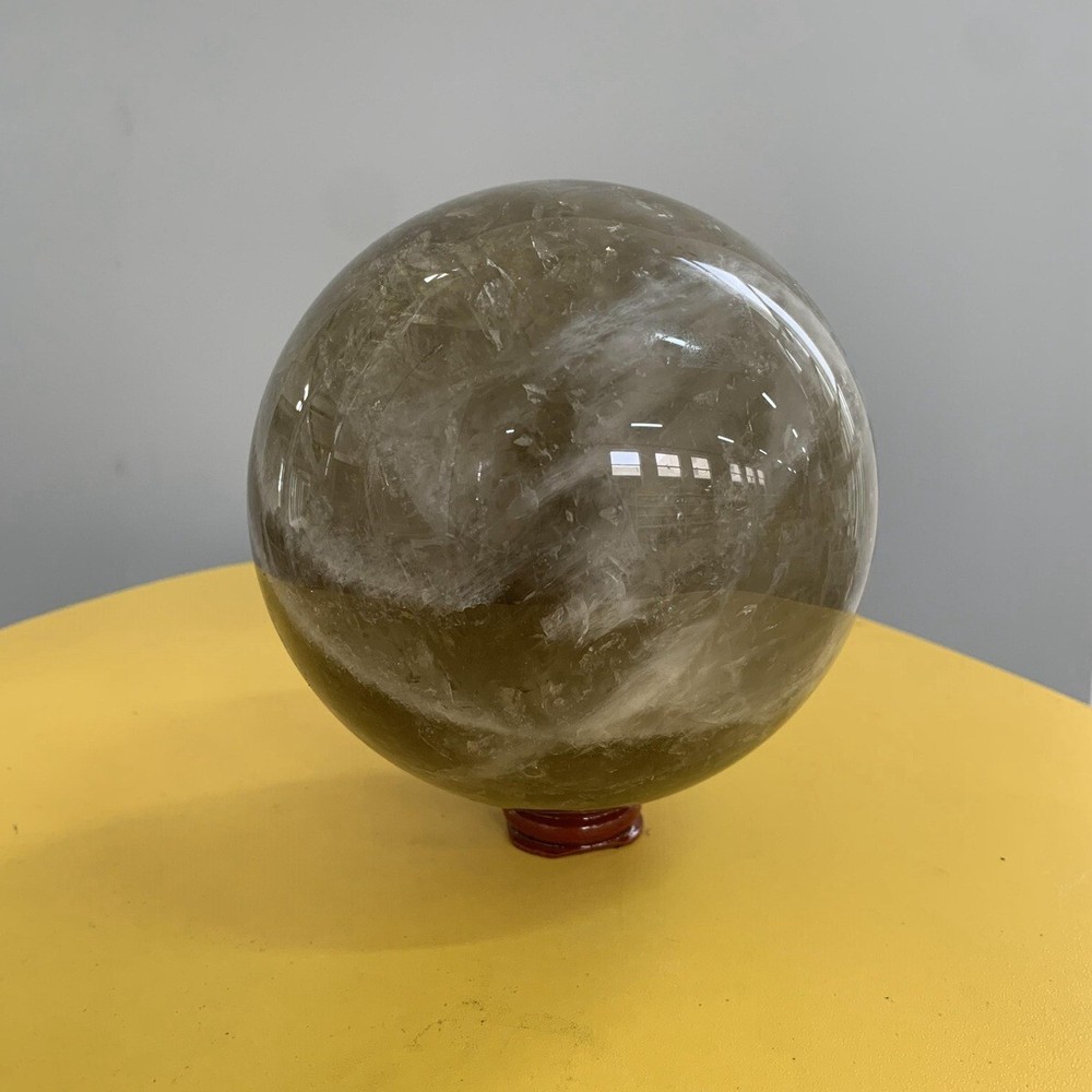 2598g Natural Smoky Citrine Quartz Sphere Crystal Ball for Reiki Healing and Decorative Use