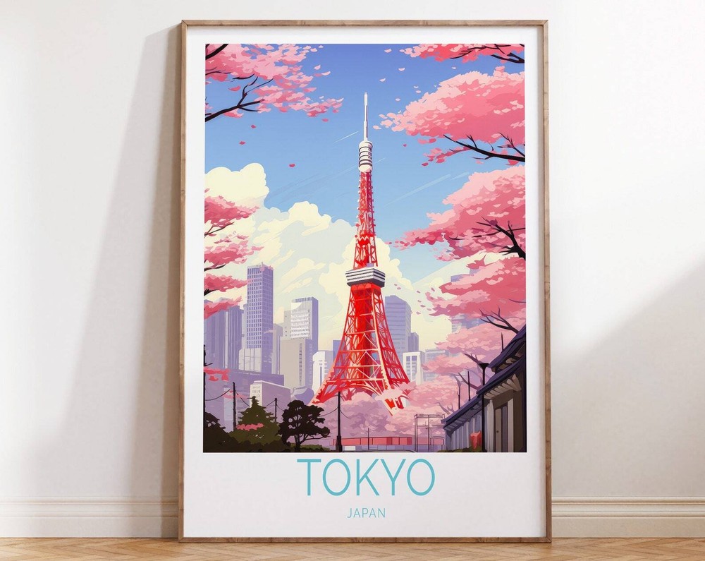 Tokyo Tower Japanese Travel Poster Tokyo Japan Poster Wall Art Tokyo Japan