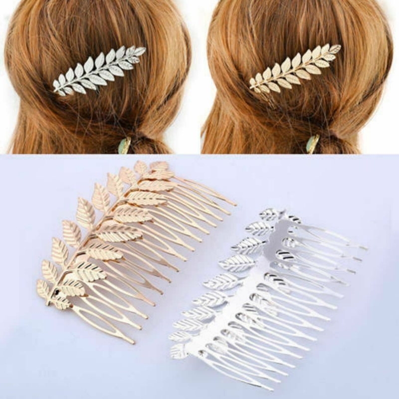 Vintage Leaf Hair Comb Clip - Metal Jewelry for Women, Perfect Wedding Gift or Retro Hair Accessory