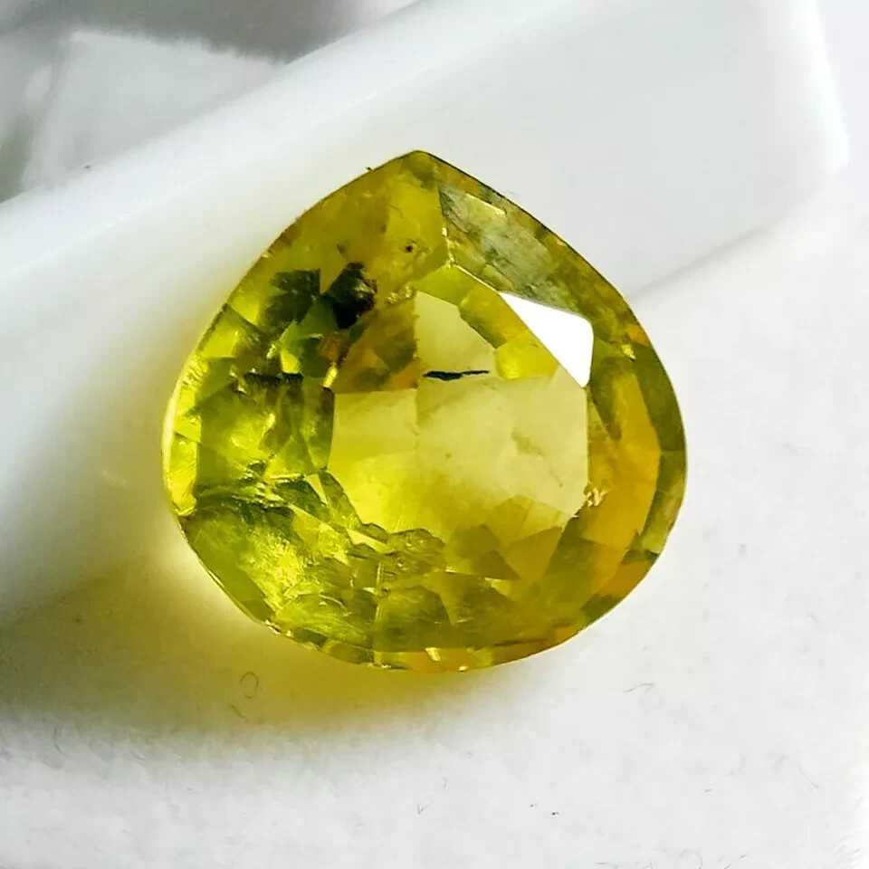 EGL Certified Pear Shape Glossy Natural Yellow Sapphire 10.75 Ct Loose Gemstone