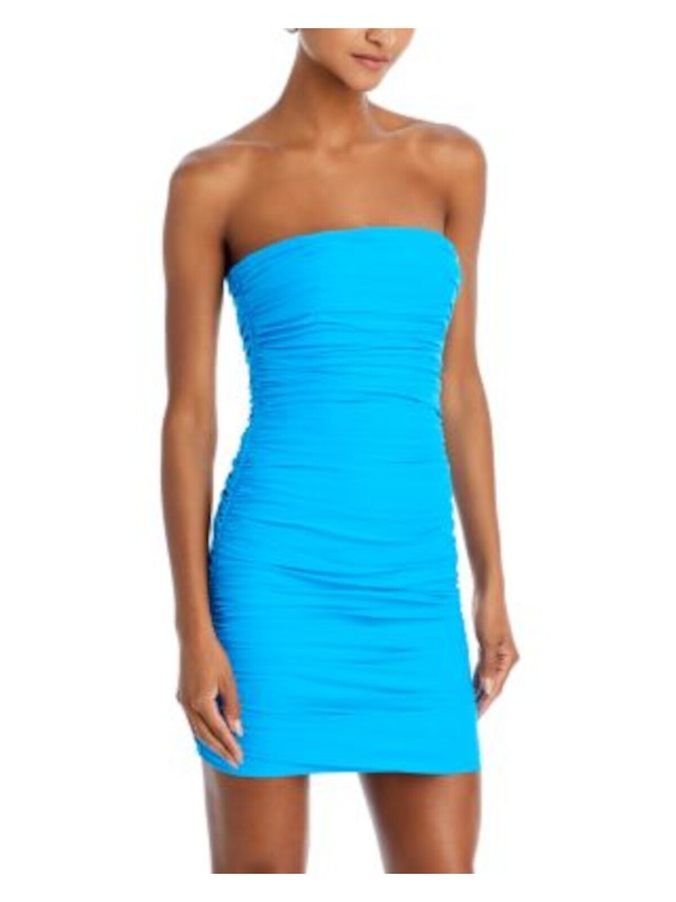 SERGIO HUDSON Womens Blue Bustier Support Bodice Sleeveless Mini Dress 2
