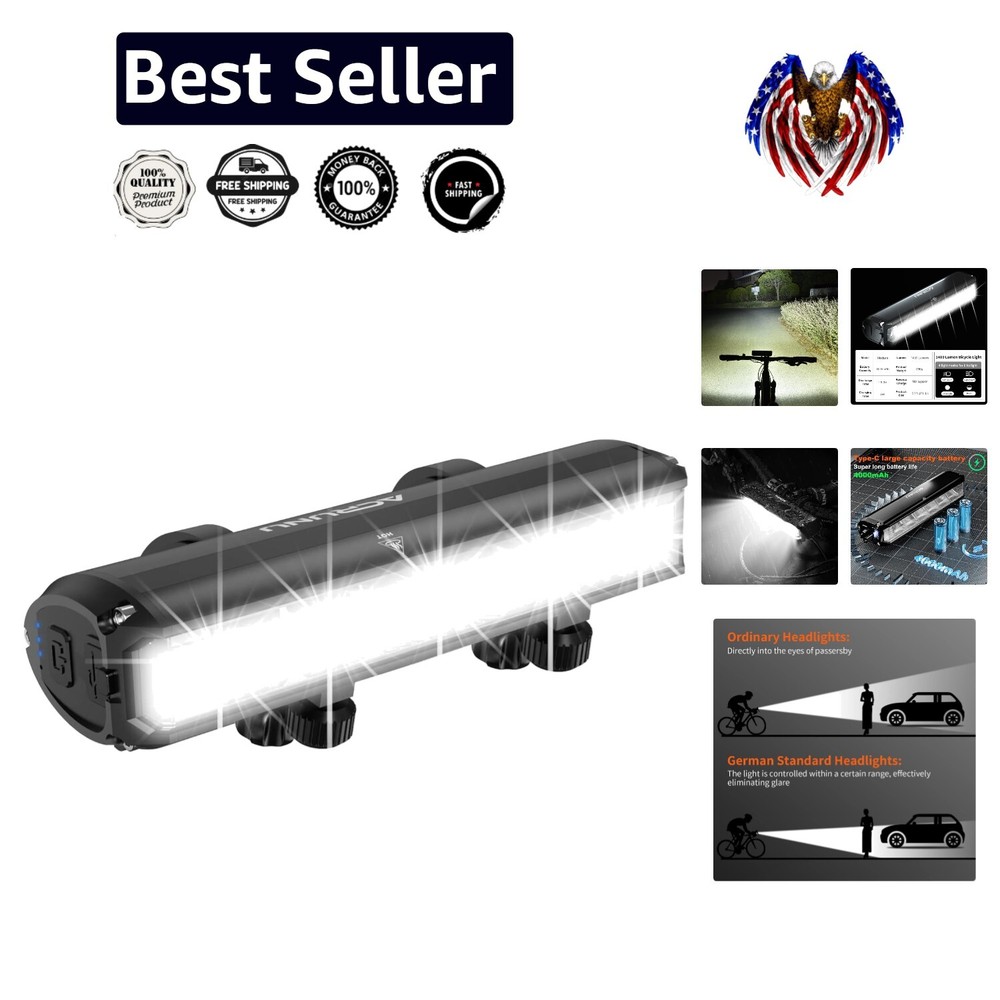 Super Bright 1400 Lumen USB Rechargeable LED Bike Light - 5 Modes, Waterproof