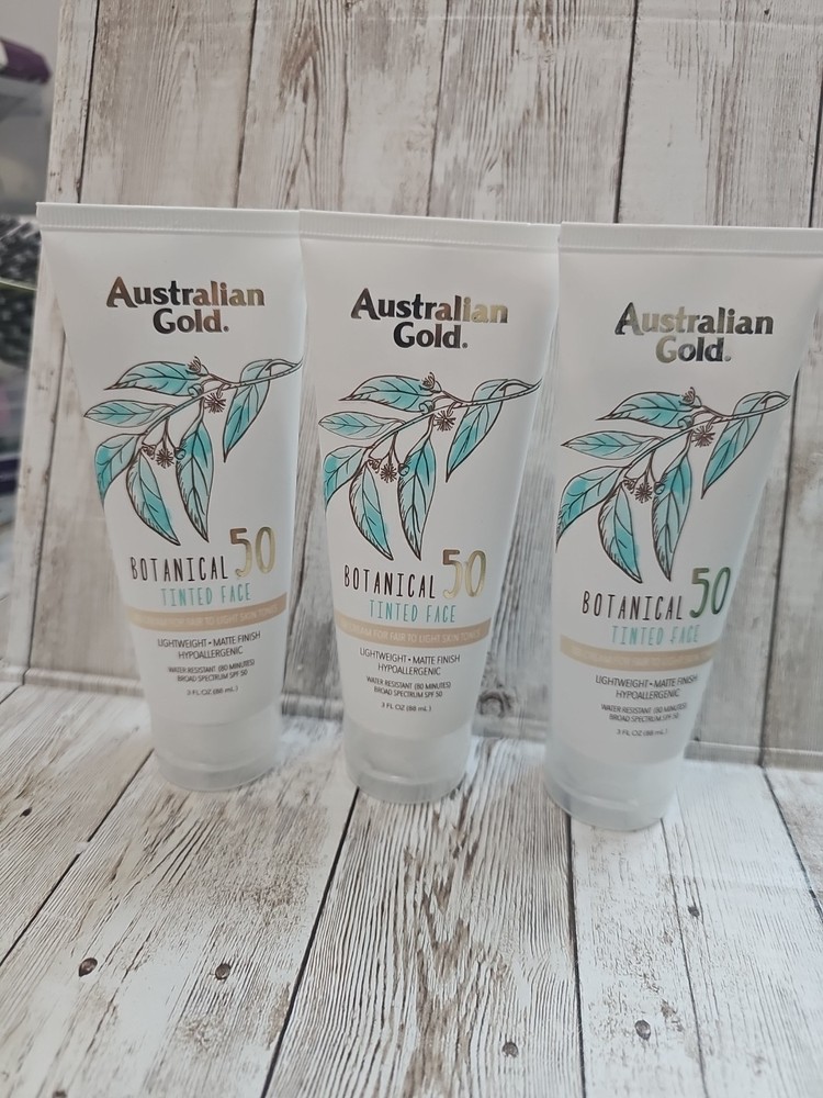 3-Pack Australian Gold SPF 50 Tinted Face Sunscreen Lotion 3oz