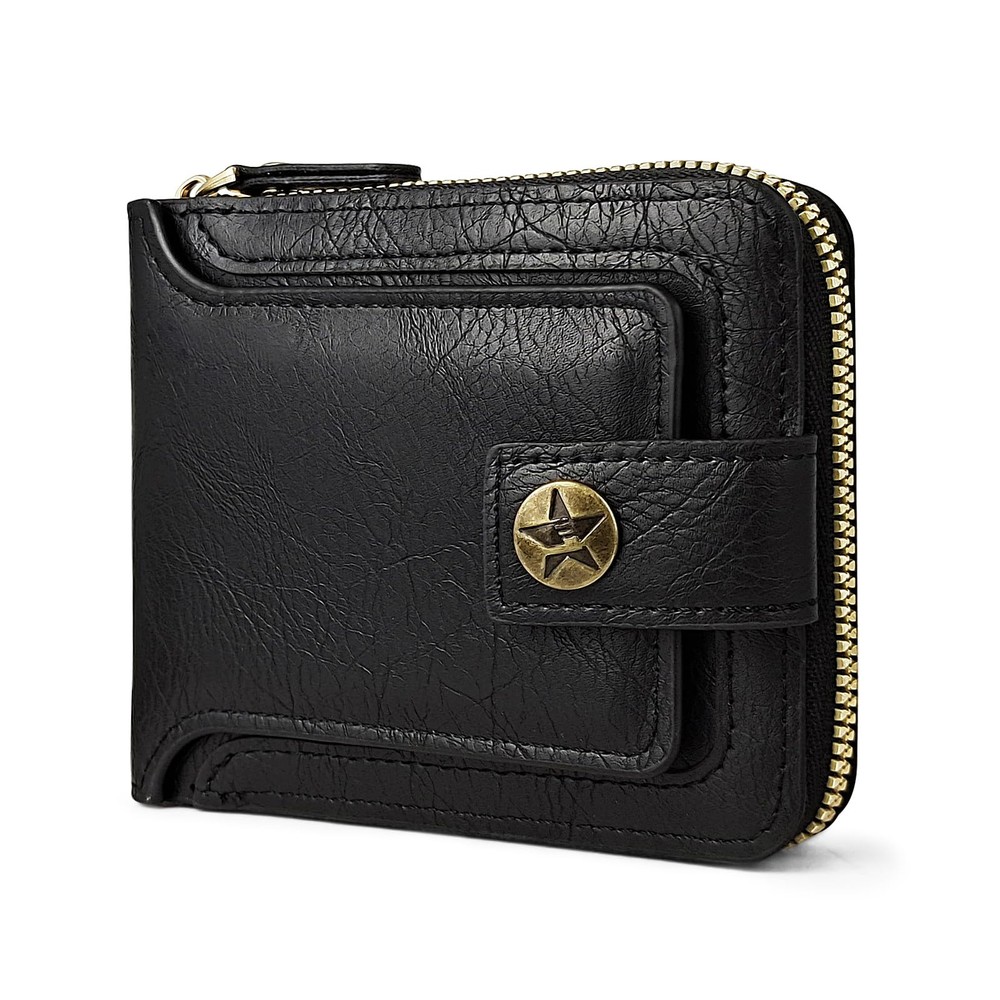 Vintage PU Leather Men Wallet with 10 Card Slots and Zipper Closure  