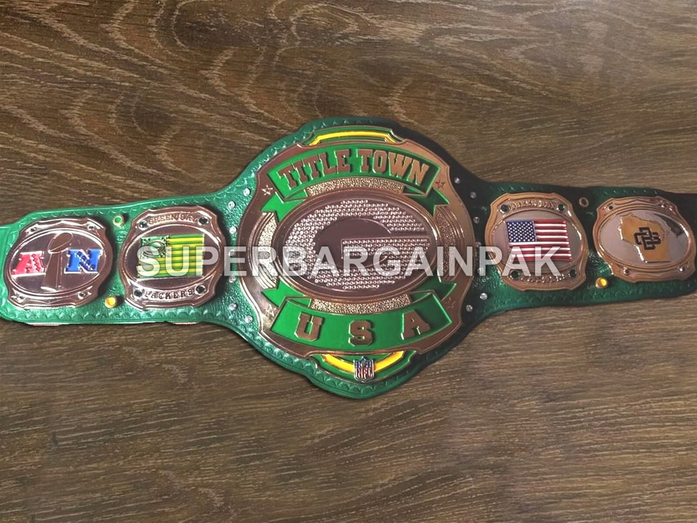 Green Bay Packers Championship Belt Adult Size 4mm Zinc