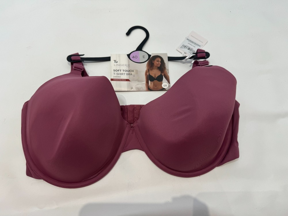 TU Bra Underwired Padded Soft Touch T Shirt Bra Size 40E Pink
