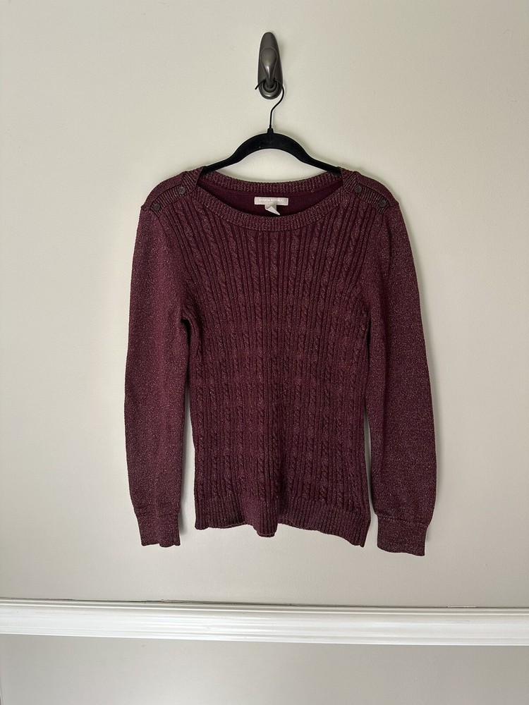 Banana Republic Large Women’s burgundy and gold metallic cable knit  sweater