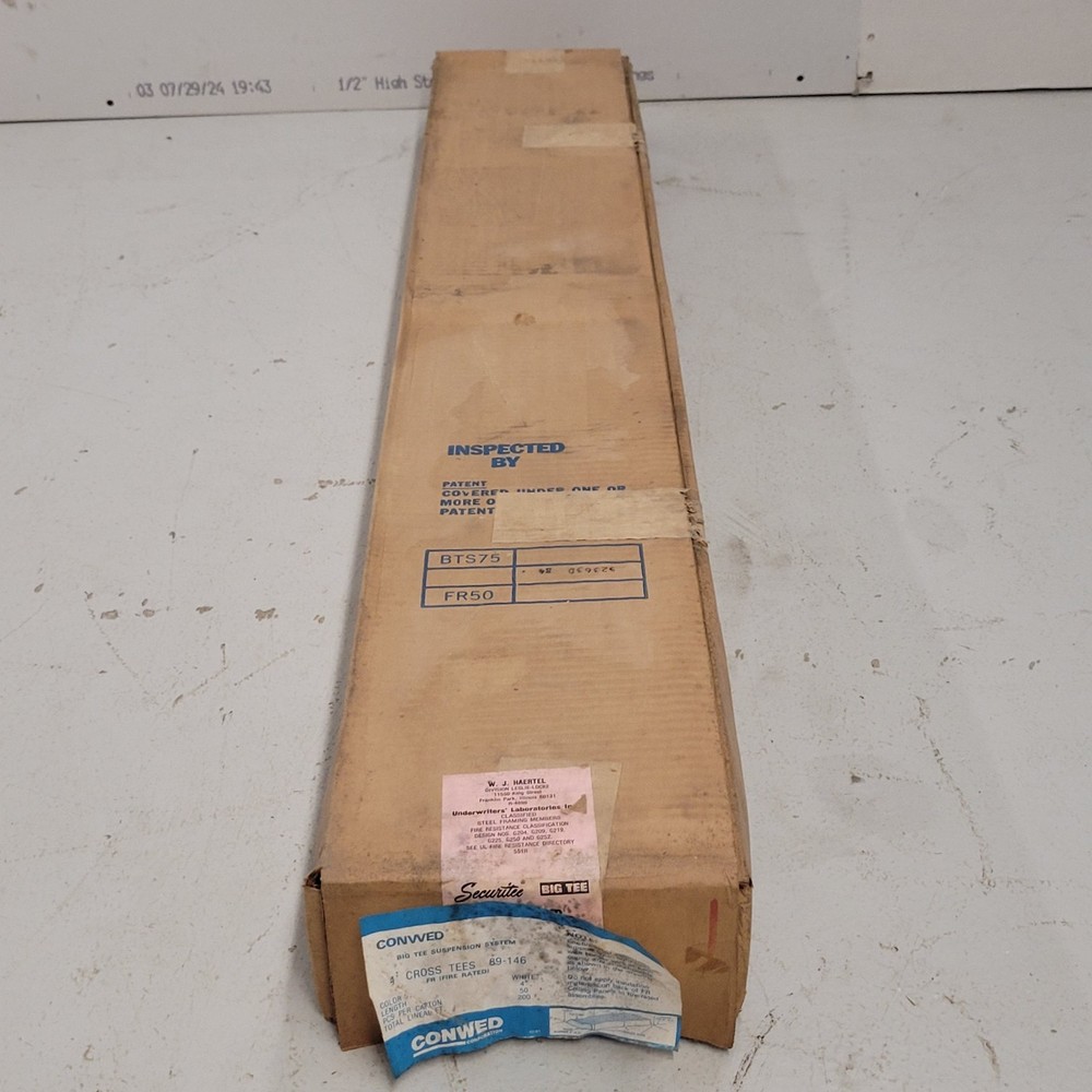 Conwed 89-146 White 4' Drop Ceiling Cross Tee Box Of 50 Piece Steel Framing