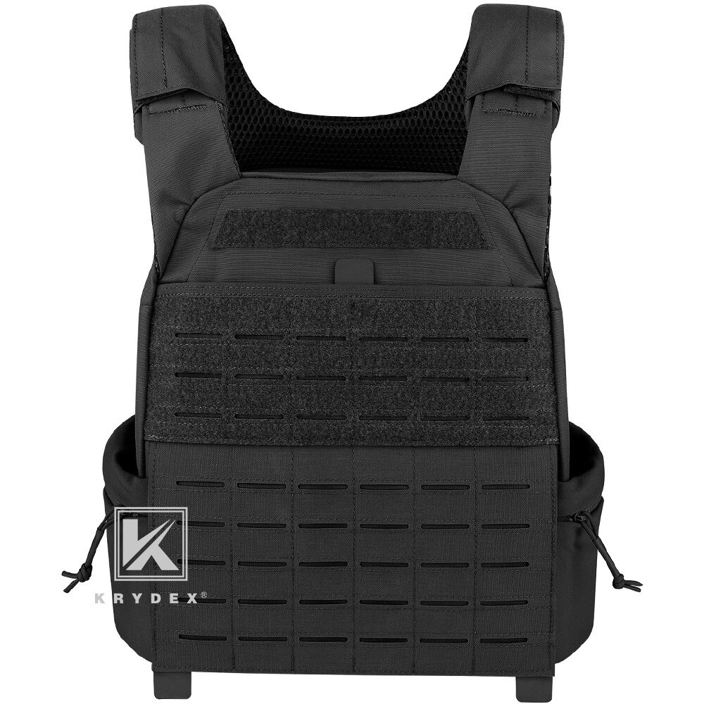 KRYDEX Weighted Vest Laser Cut MOLLE Plate Carrier Workout Gym Weight Vest Black