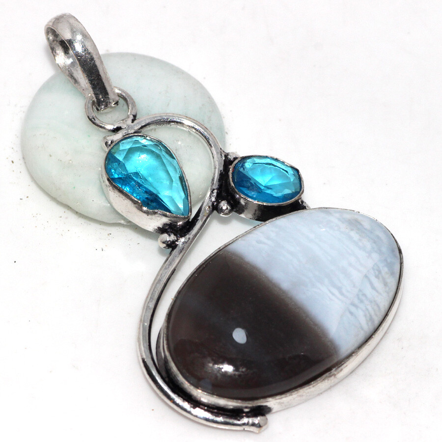 Owhyee Blue Opal Blue Topaz Jewellery Pendant Handmade Gemstone Size 2