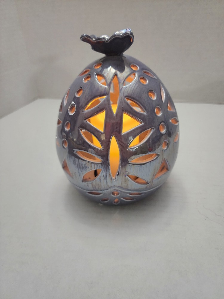 Iridescent Color-Changing Porcelain Egg Luminary with 7.5