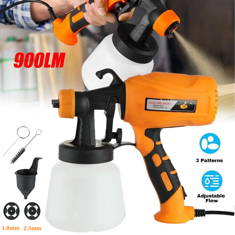 Electric Spray Gun 900ML Airless HVLP Paint Sprayer Handheld DIY High Pressure