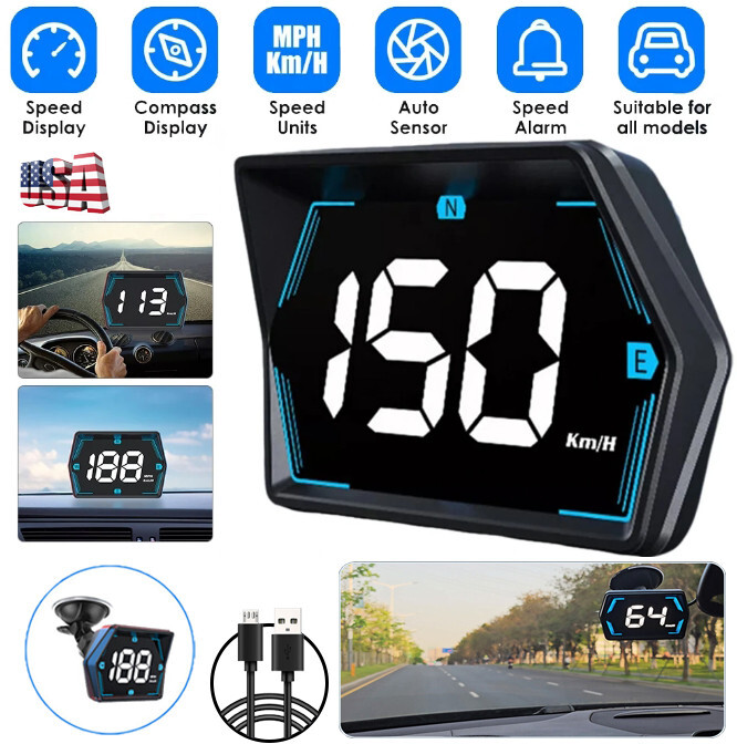 Universal GPS HUD Speedometer with Overspeed Alarm for Cars